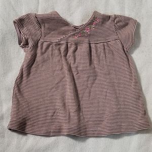 Carter's Baby Girl Pink Striped Embroidered Floral Top Size 6 Months